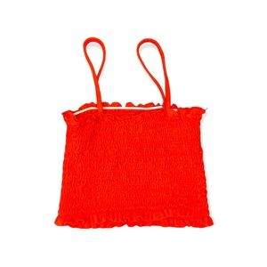 Tank tube top ruffle with straps red